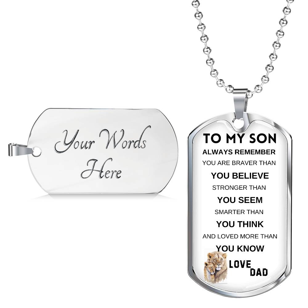 To My Son Dog on Father Day Tag Necklace