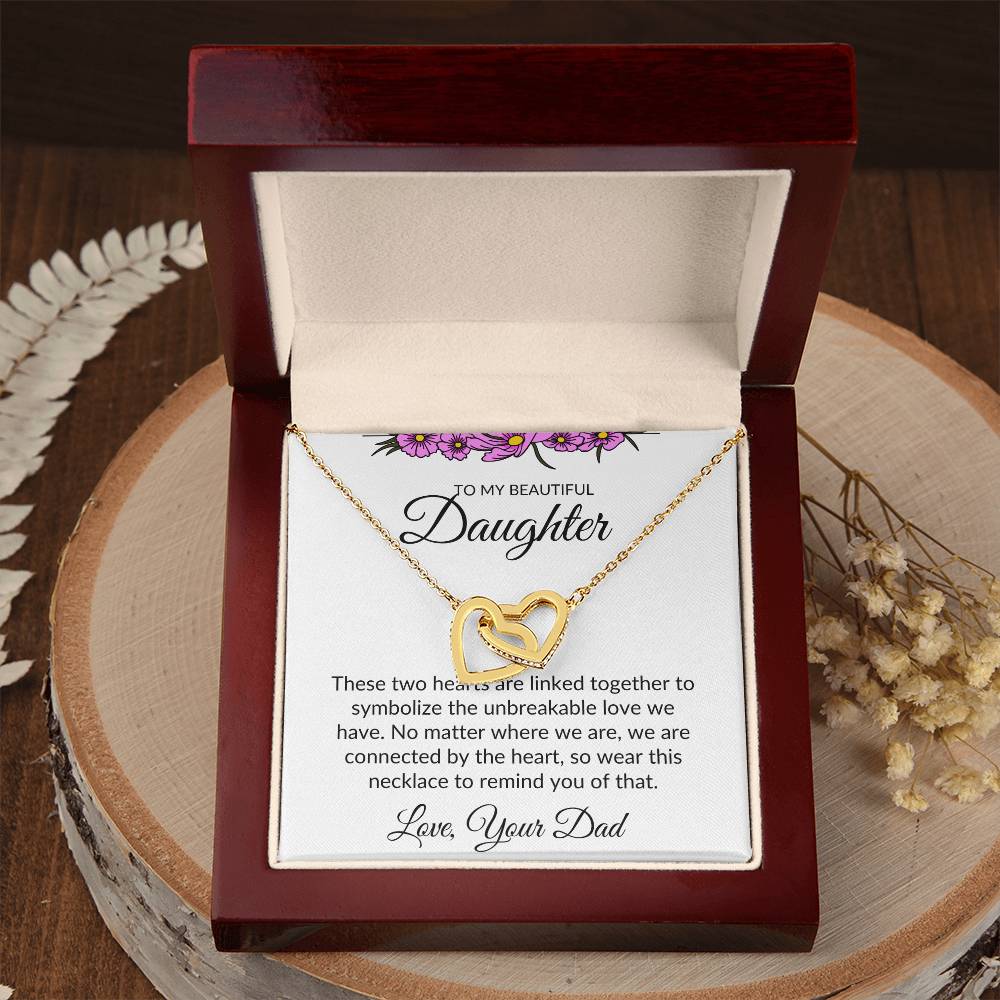 To My Beautiful Daughter- Interlocking Heart Necklace