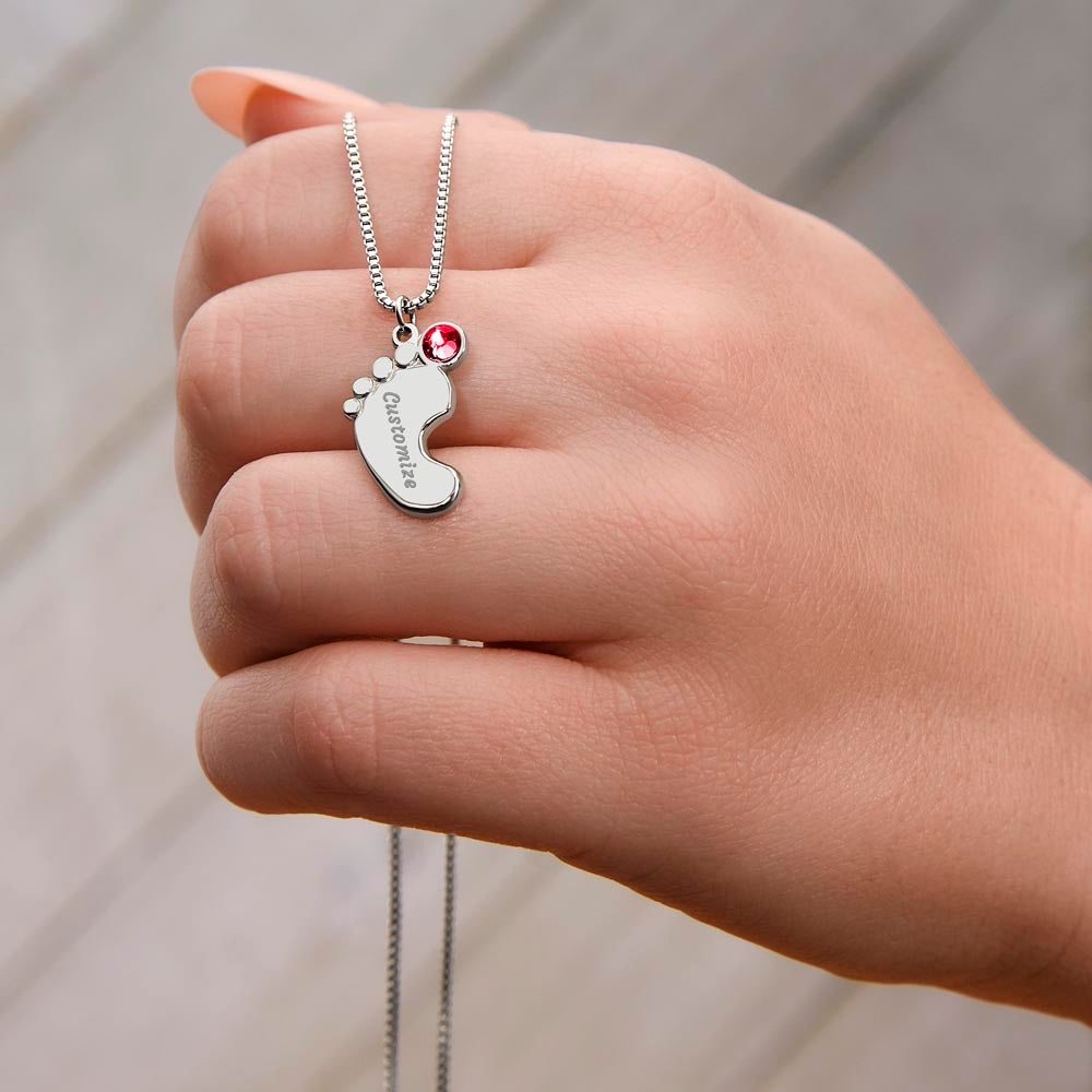 To My Mother Personalized Baby Feet Necklace