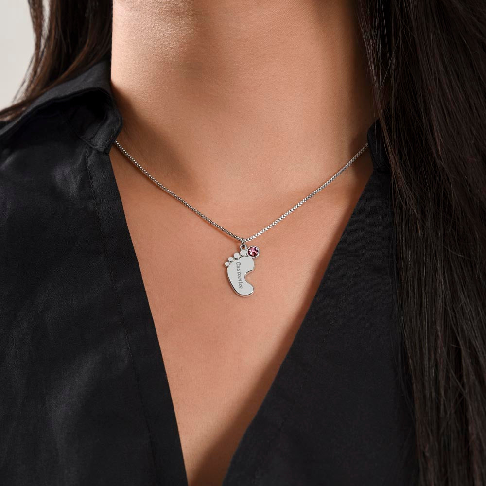 To My Mother Personalized Baby Feet Necklace