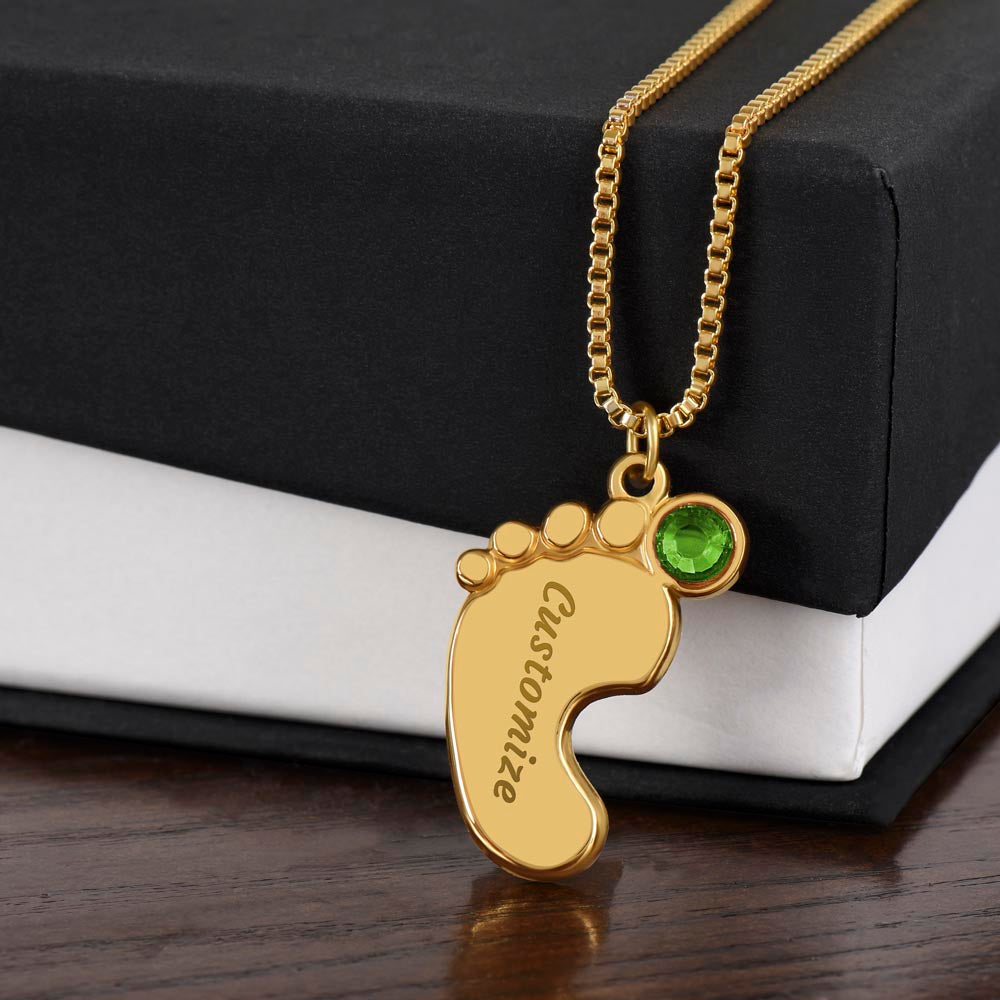 To My Mother Personalized Baby Feet Necklace