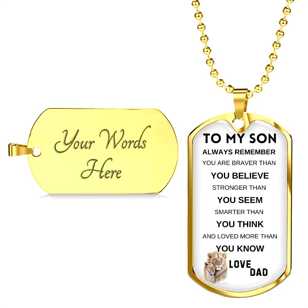 To My Son Dog on Father Day Tag Necklace