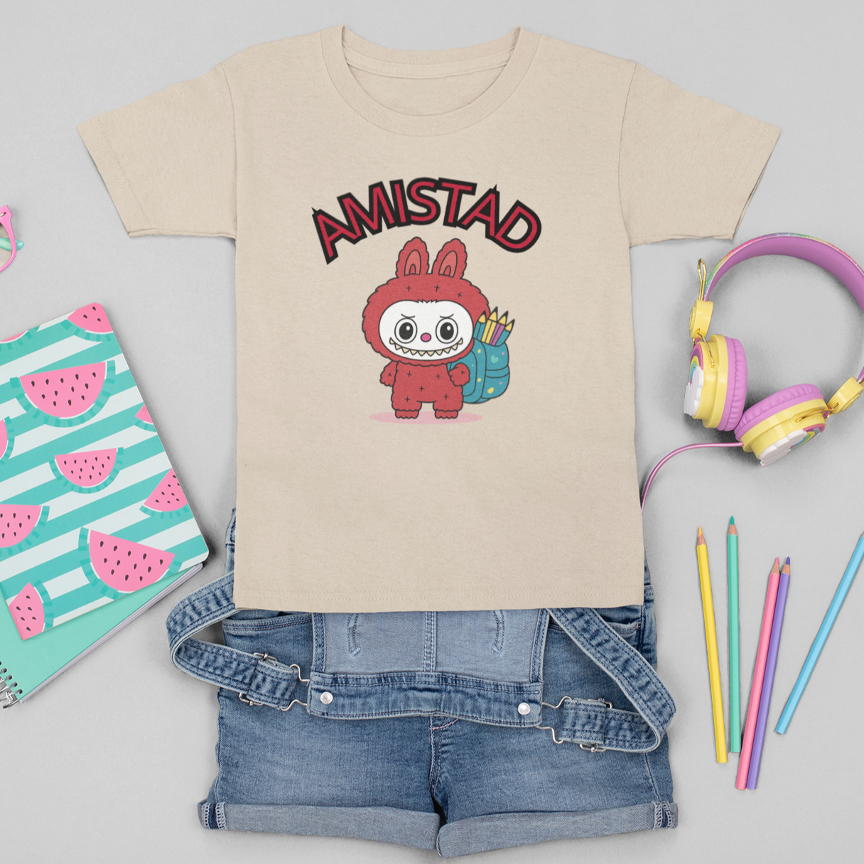 Custom Amistad Labubu Youth Short Sleeve Shirt Gift for Daughter Birthday Gift School Spirit Tee