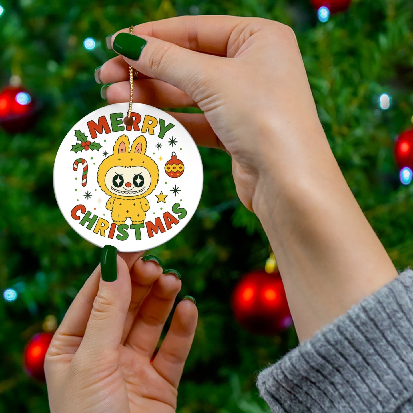 For the Quirky Holiday Decor Lover Labubu Christmas Ornament Holiday Gift