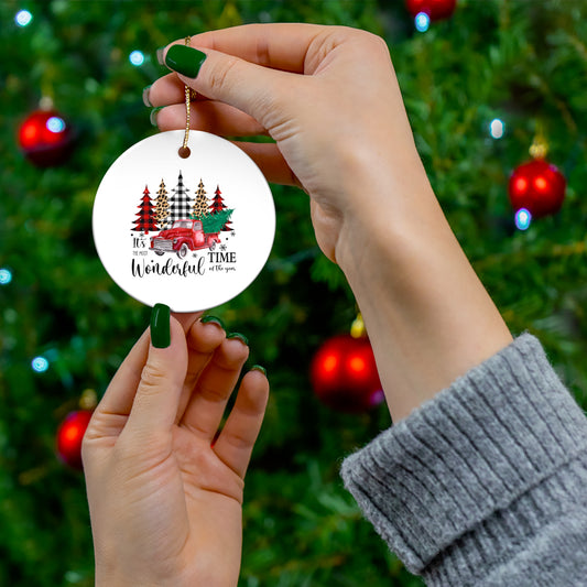 Wonderful Time of The Year Ceramic Ornament | Christmas Time Ornament | Family Ornament Gift | Holiday Gift Ornament
