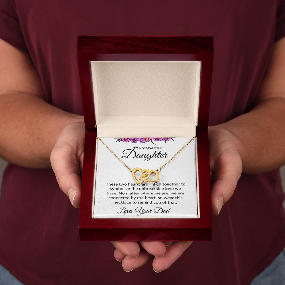 To My Beautiful Daughter- Interlocking Heart Necklace