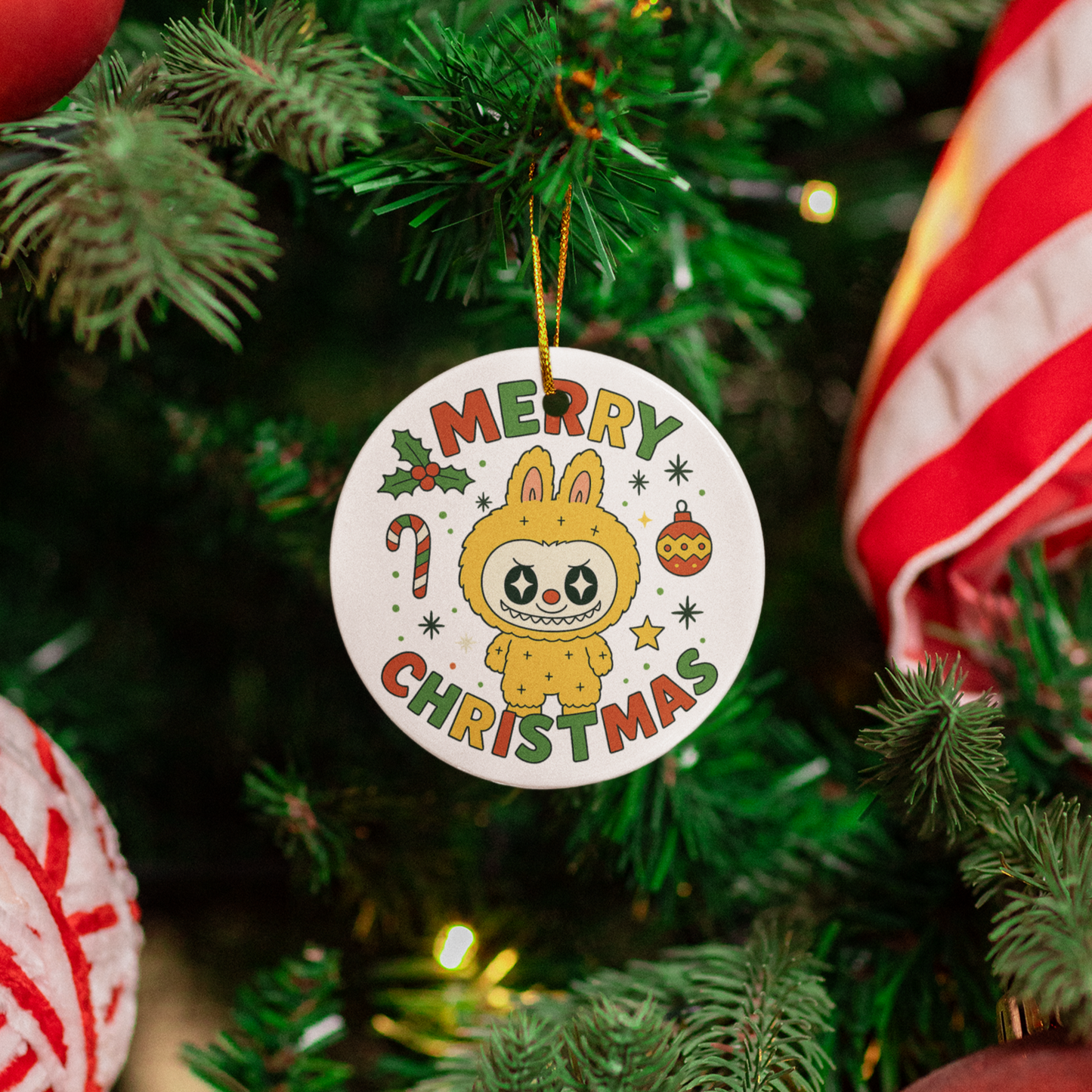 For the Quirky Holiday Decor Lover Labubu Christmas Ornament Holiday Gift