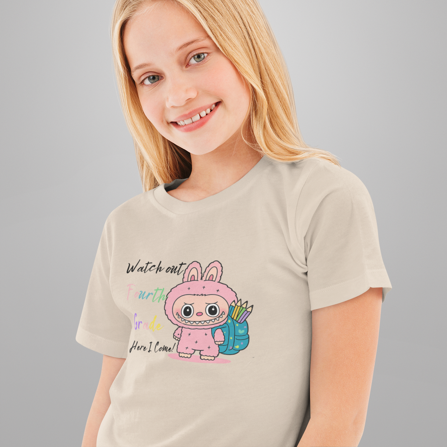 Cute Fourth Grade Bunny Tee for Kids, Back to School Shirt, Youth Short Sleeve T-Shirt, Fun Rabbit Design, Kids Gift Ideas