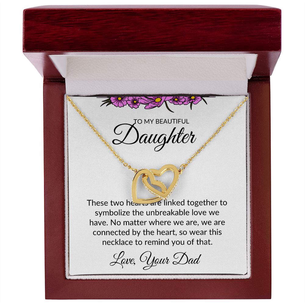 To My Beautiful Daughter- Interlocking Heart Necklace